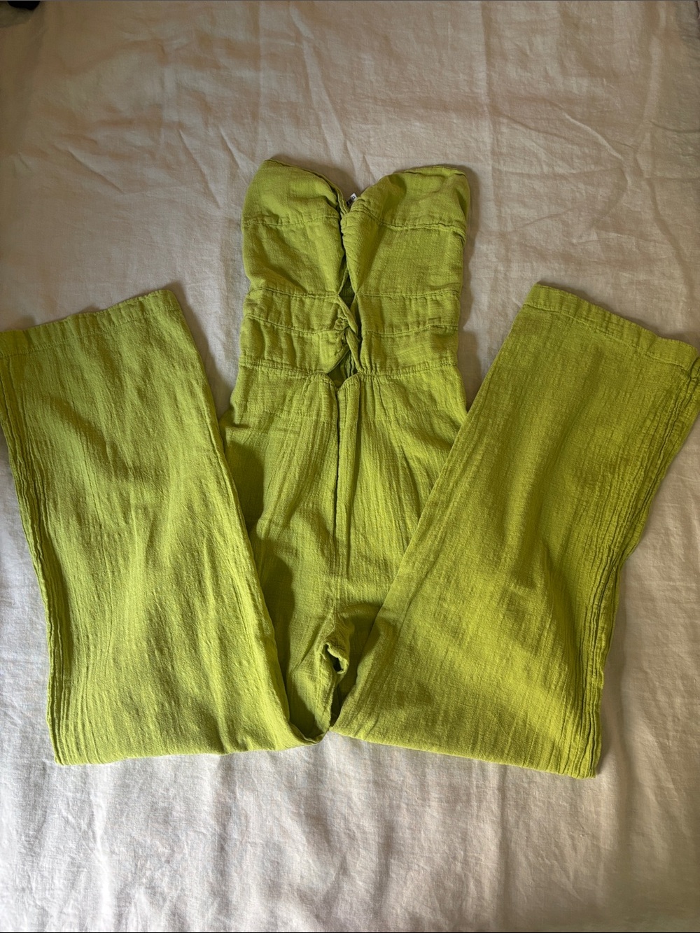 Strapless Lime Green Wide-Leg Jumpsuit